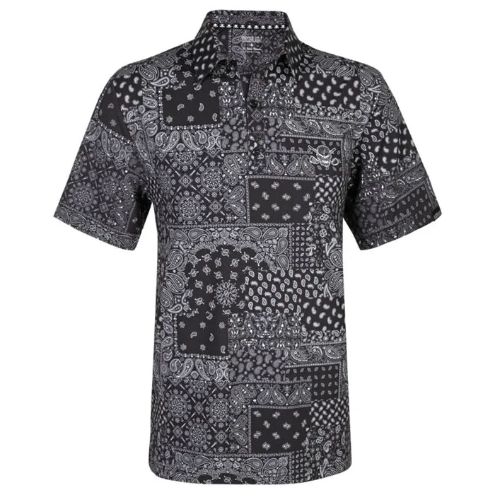 Tattoo Golf Hustler Cool-Stretch Men's Golf Shirt (Black)