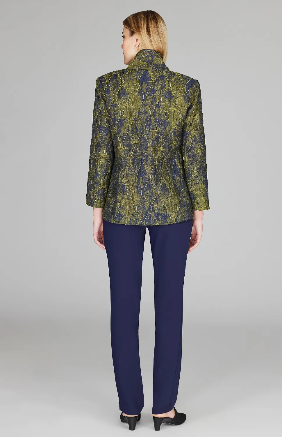 Textured Wave Button Front High Neck Jacket