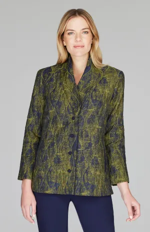 Textured Wave Button Front High Neck Jacket