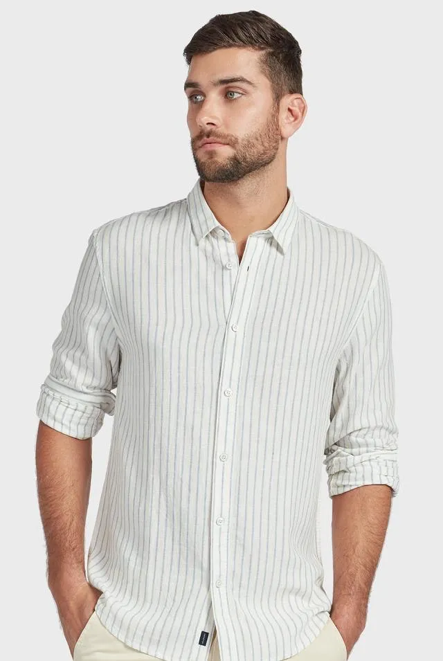 The Academy Brand Joey Long Sleeve Shirt - Natural/Blue