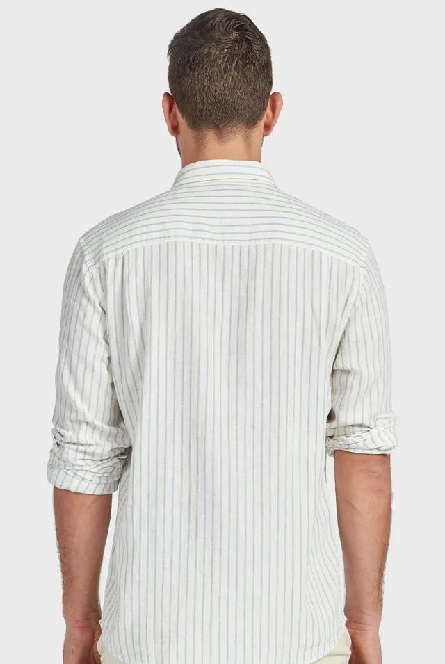 The Academy Brand Joey Long Sleeve Shirt - Natural/Blue