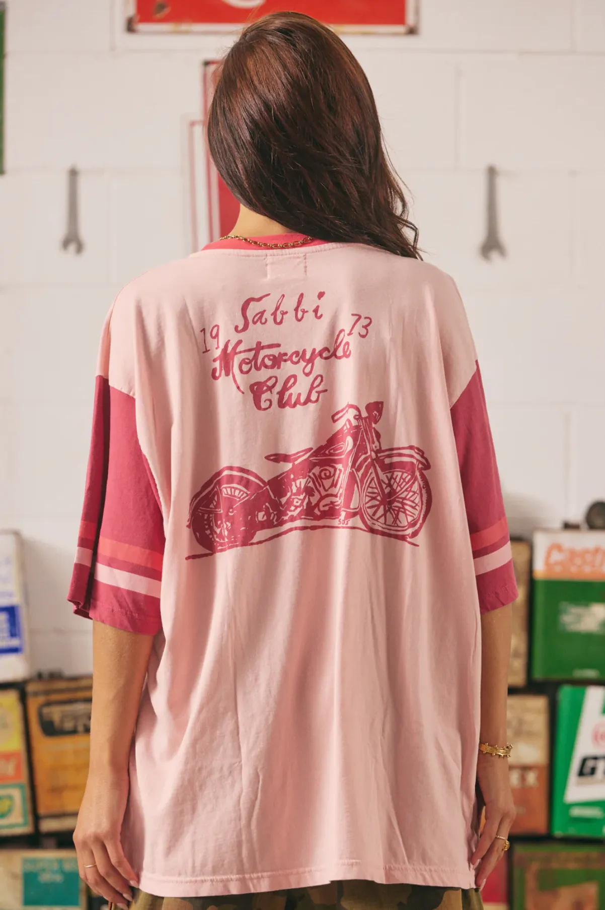 The Very Oversized Roses And Tattoos Tee - Pink