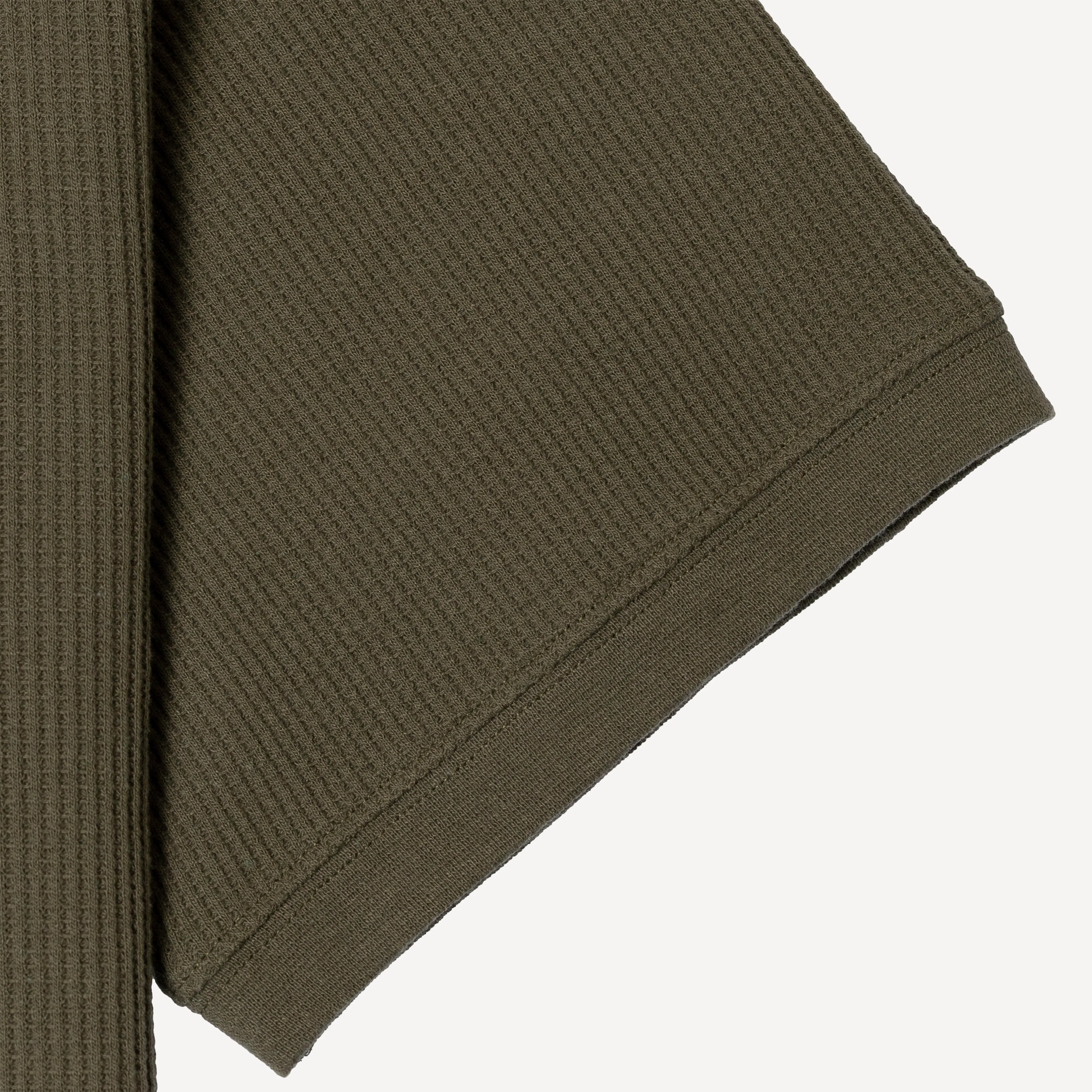 Thermal Waffle Knit Tee & Shorts Set - Dusty Olive