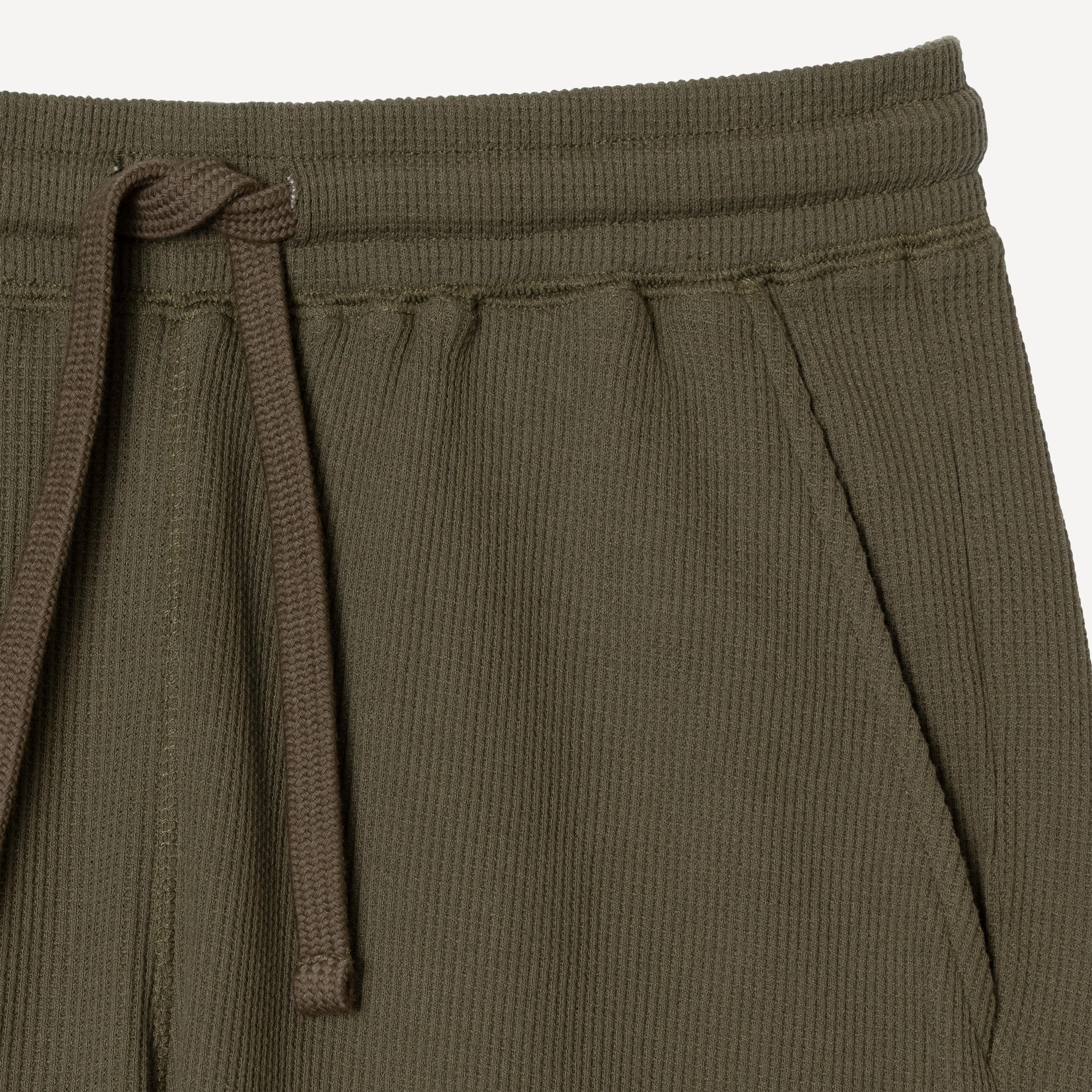 Thermal Waffle Knit Tee & Shorts Set - Dusty Olive
