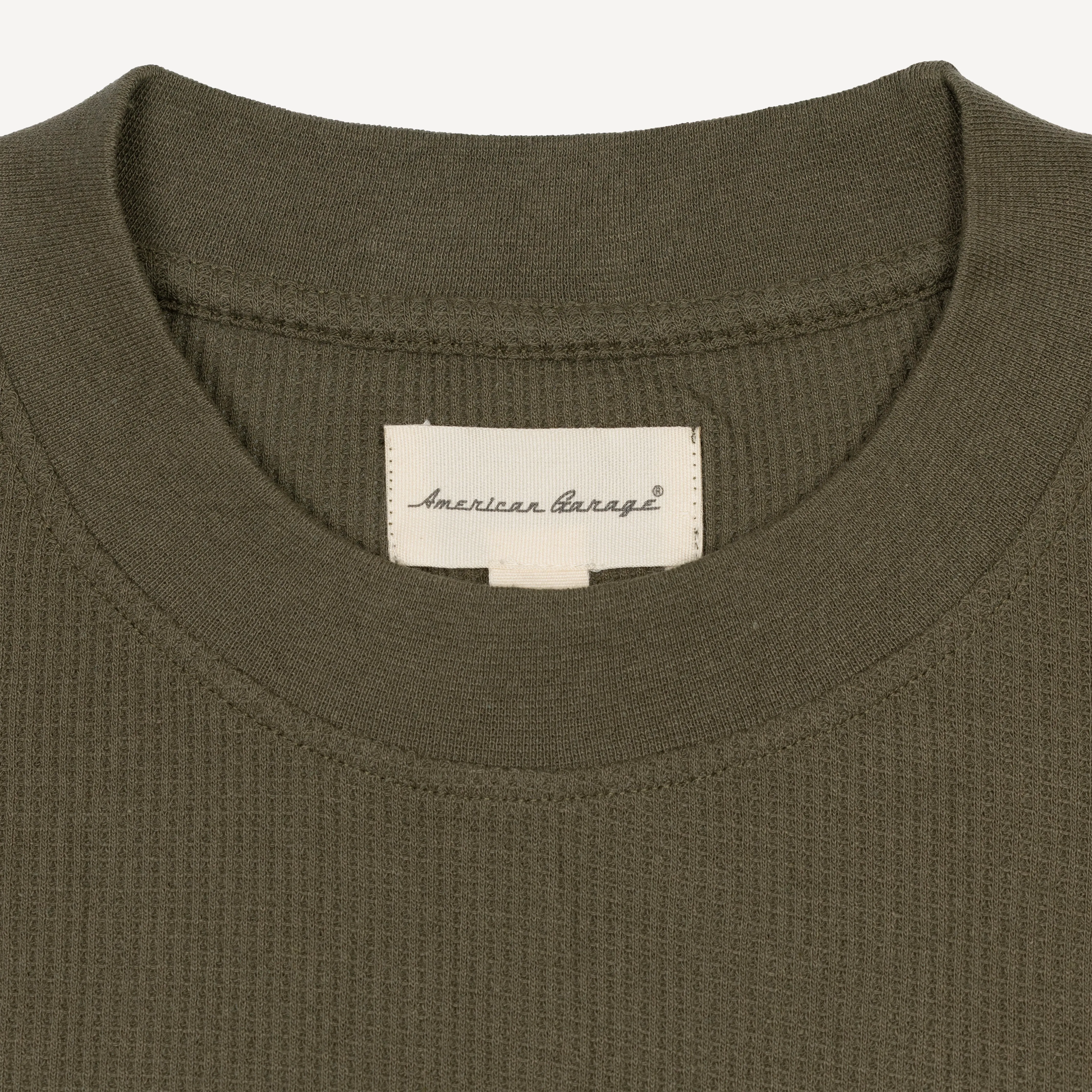 Thermal Waffle Knit Tee & Shorts Set - Dusty Olive