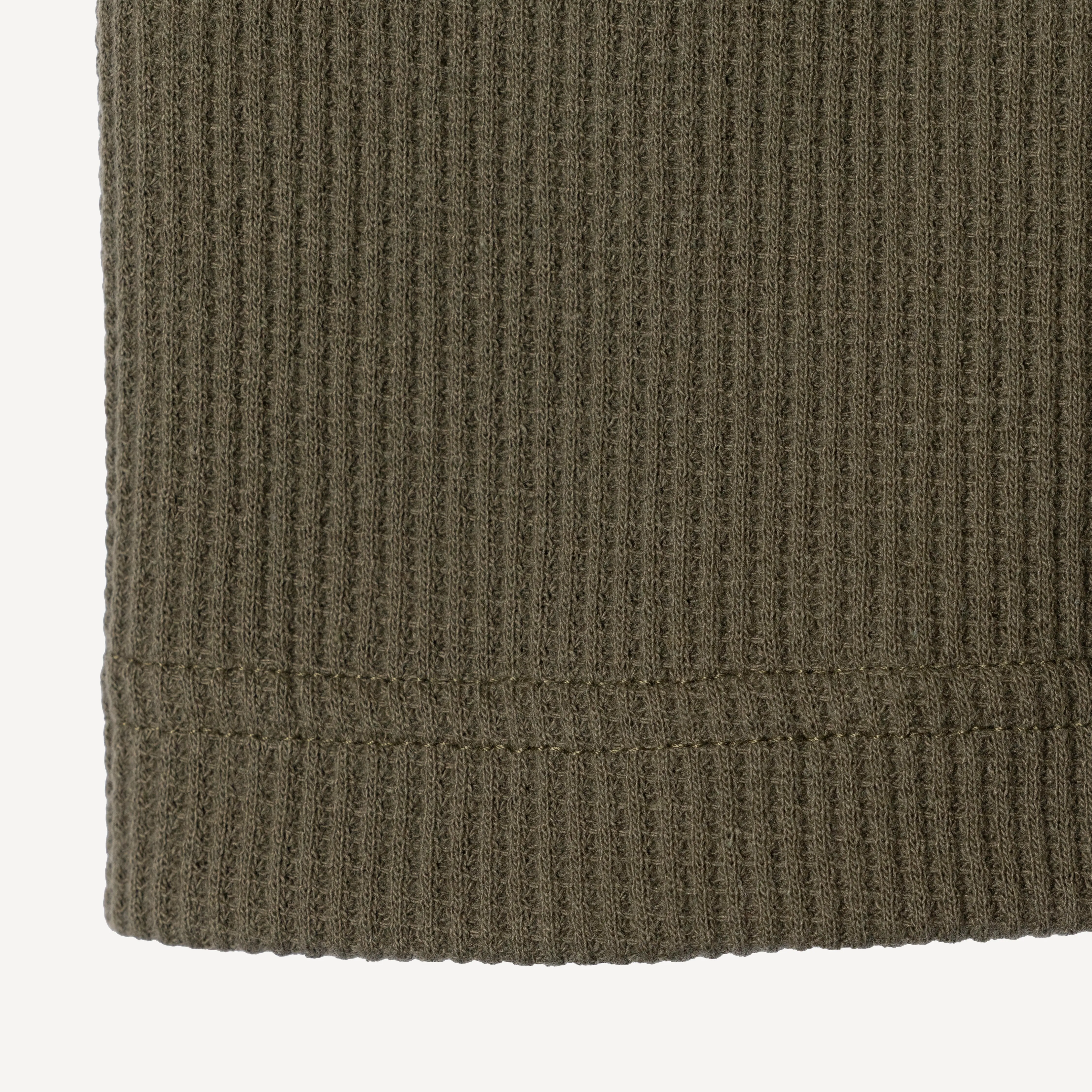 Thermal Waffle Knit Tee & Shorts Set - Dusty Olive