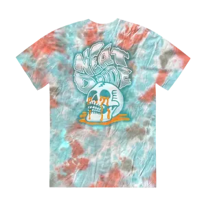 Tie Dye Skull Puddle Tee - Teal/Orange