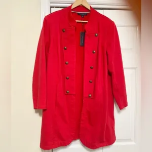 Tommy Hilfiger Long Band Jacket French Terry Open Front 2 Pockets - 2X - NEW