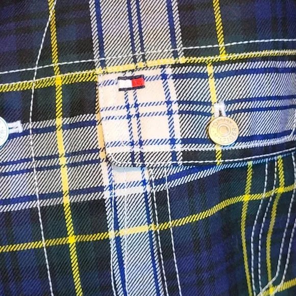 Tommy Hilfiger Xlarge lightweight wool blue and green plaid jacket