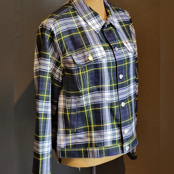 Tommy Hilfiger Xlarge lightweight wool blue and green plaid jacket