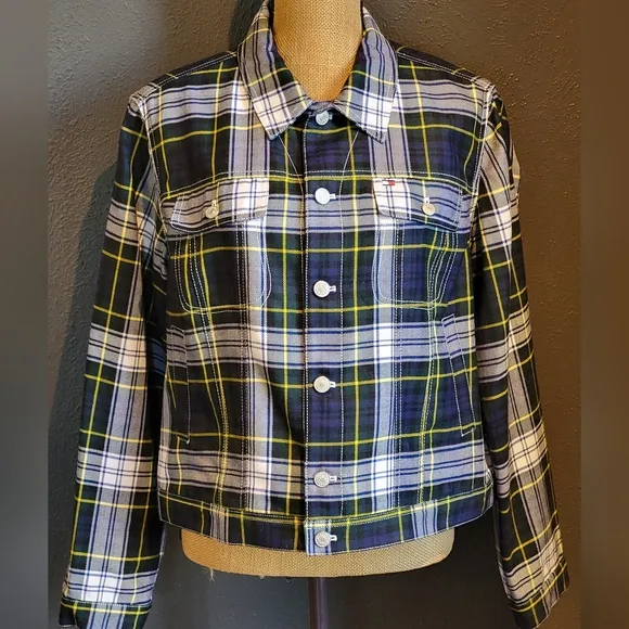 Tommy Hilfiger Xlarge lightweight wool blue and green plaid jacket