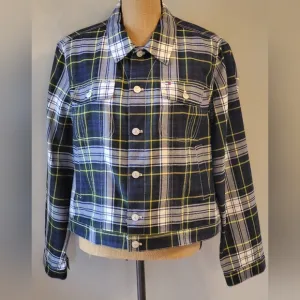 Tommy Hilfiger Xlarge lightweight wool blue and green plaid jacket