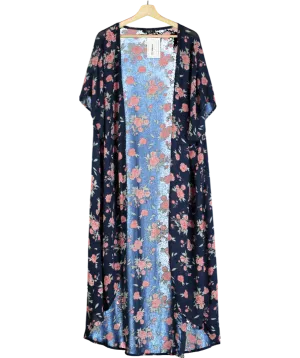 Torrid Blue Floral Mesh Kimono UK XXXL