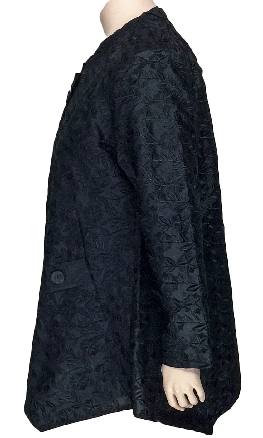 Transparente Black Embroidered Silk Jacket
