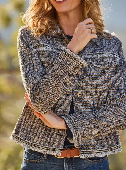 Trucker Jacket with Fray Seaming
