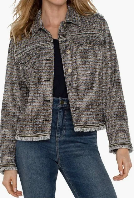 Trucker Jacket with Fray Seaming