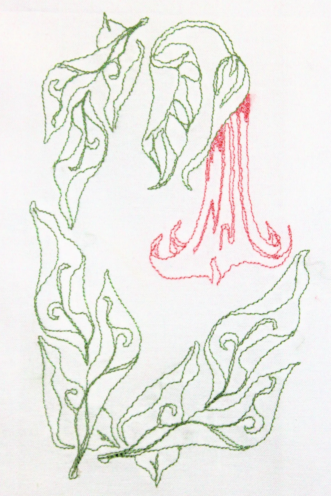 Trumpet Flower digitized embroidery