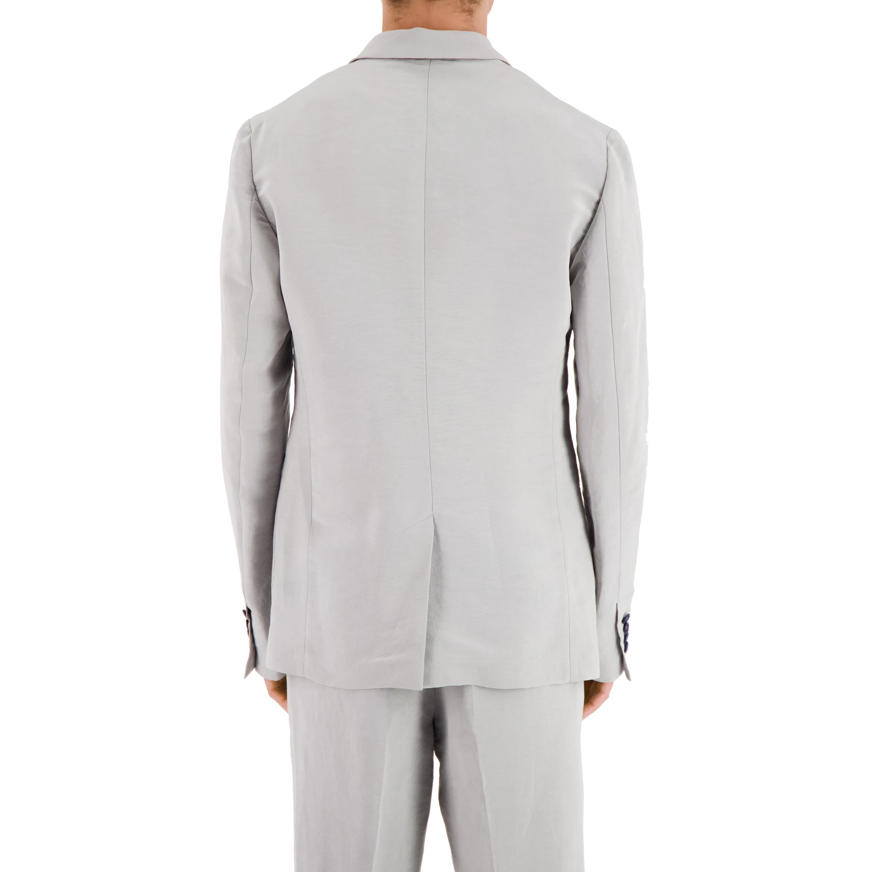 Udo Unlined Raw Silk 2 Button Notch Lapel Jacket Ice Blue