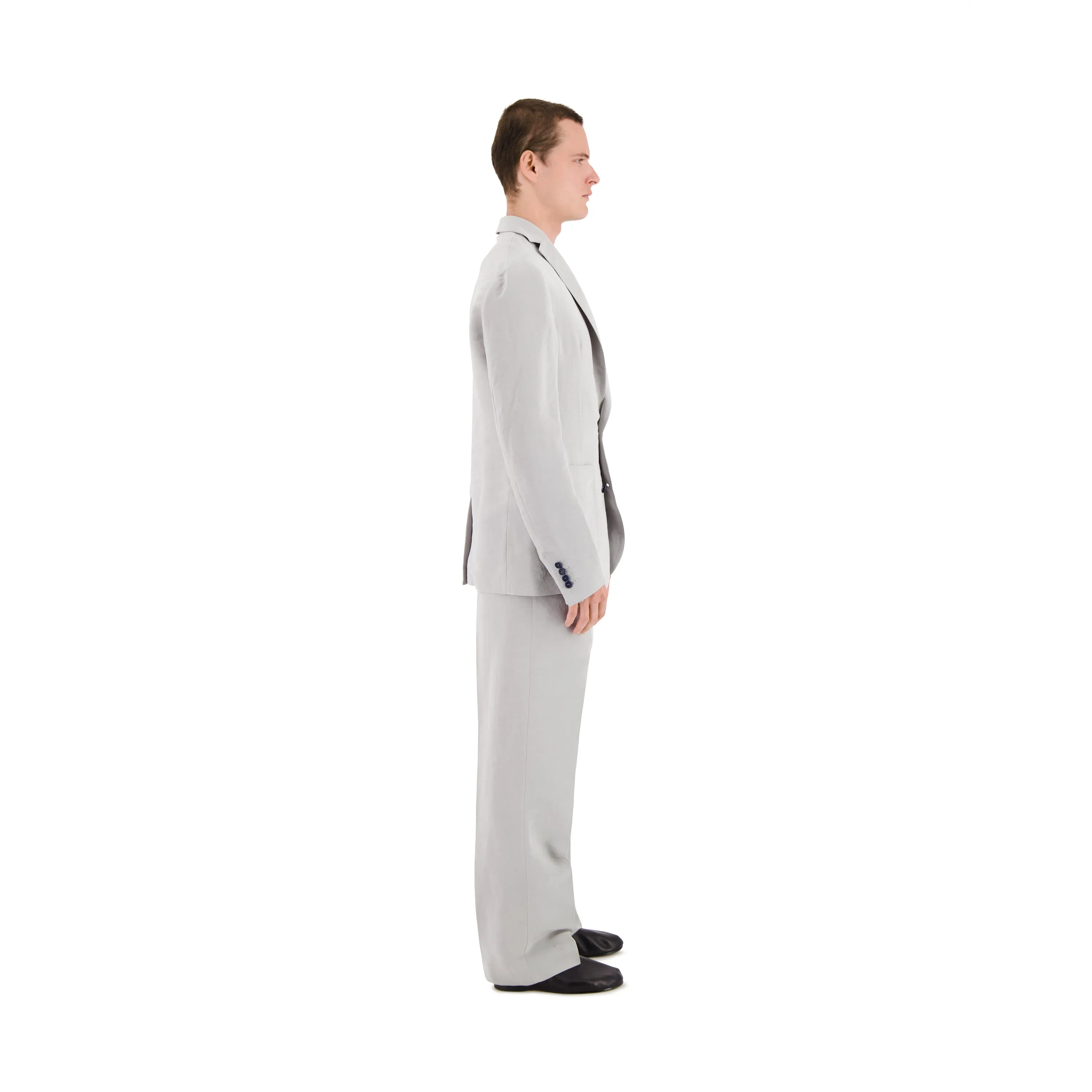 Udo Unlined Raw Silk 2 Button Notch Lapel Jacket Ice Blue