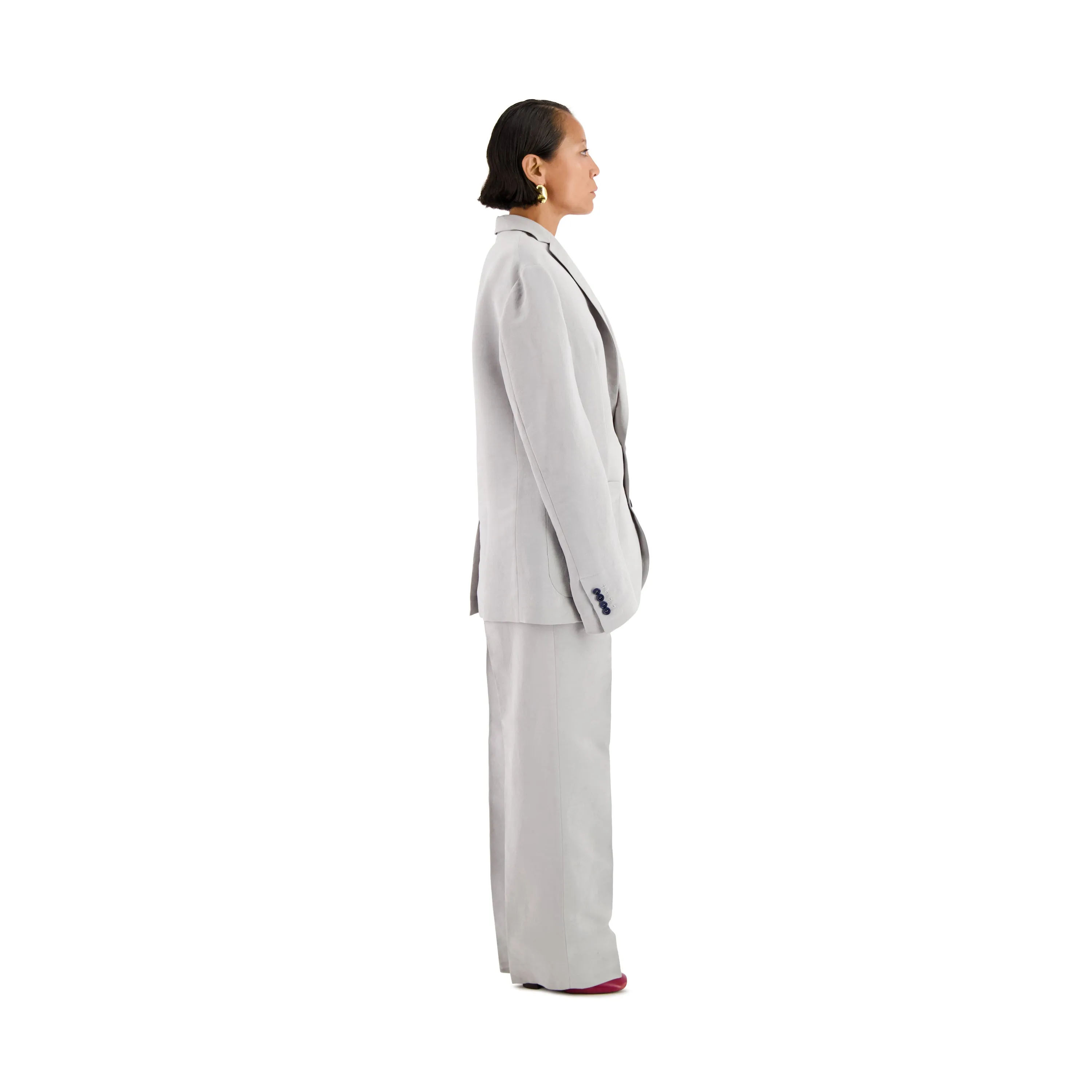 Udo Unlined Raw Silk 2 Button Notch Lapel Jacket Ice Blue