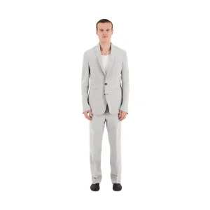 Udo Unlined Raw Silk 2 Button Notch Lapel Jacket Ice Blue