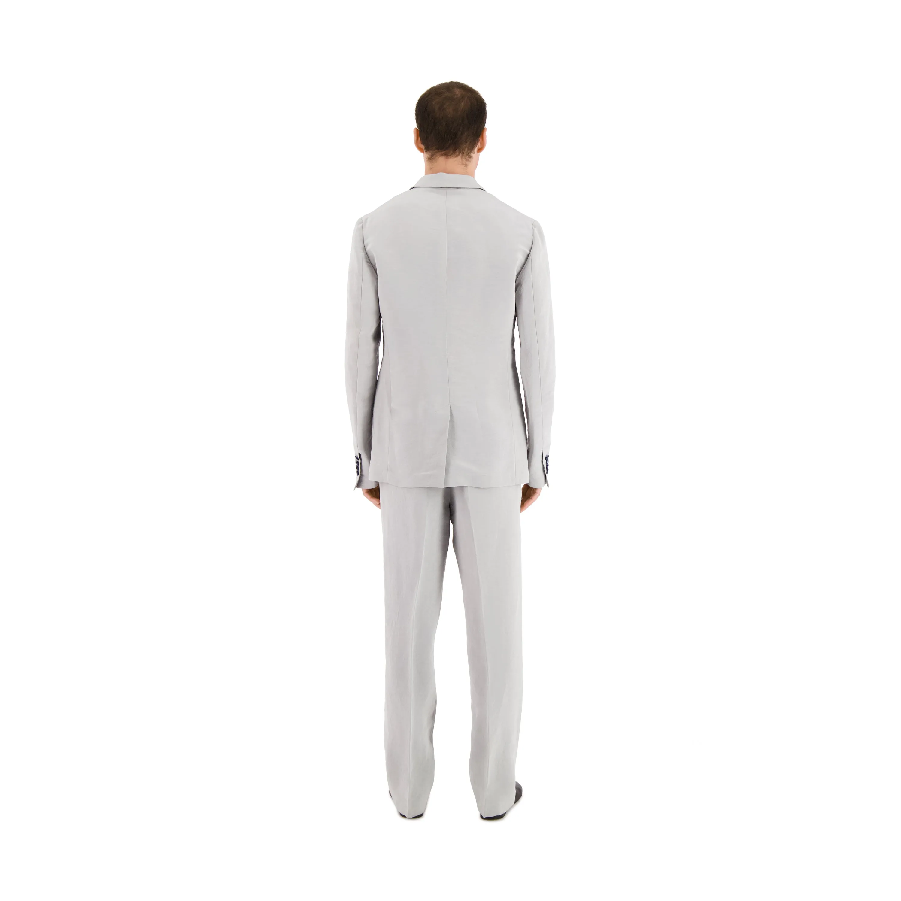 Udo Unlined Raw Silk 2 Button Notch Lapel Jacket Ice Blue