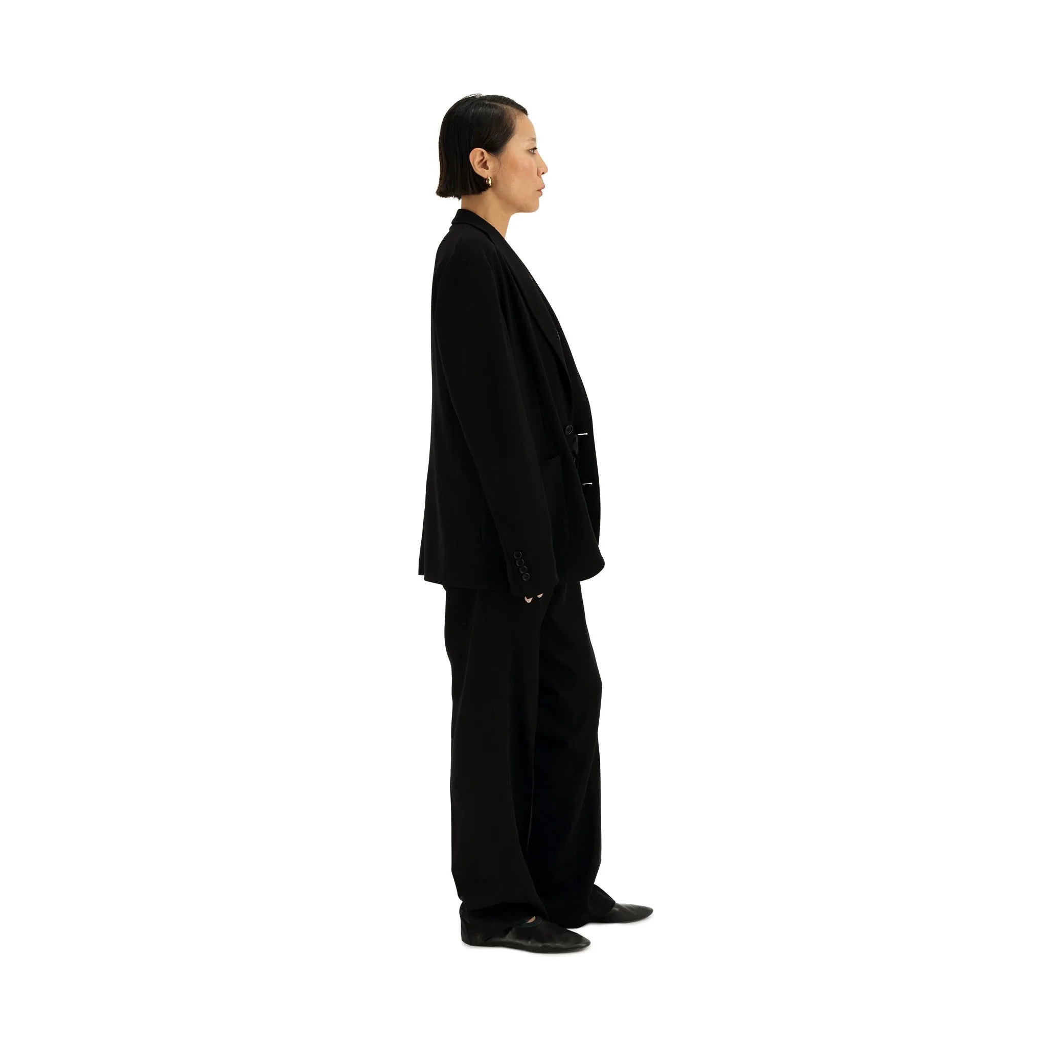 Udo Unlined Tropical Wool Twill 2 Button Notch Label Jacket Black