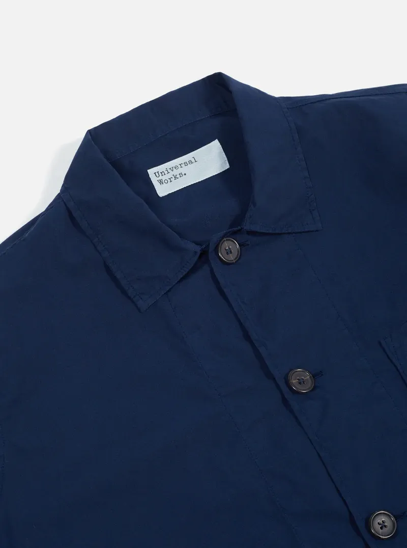 【Universal Works】Bakers Overshirt In Navy Organic Fine Poplin／成衣染 海軍藍 烘焙師襯衫外套