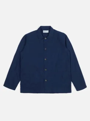 【Universal Works】Bakers Overshirt In Navy Organic Fine Poplin／成衣染 海軍藍 烘焙師襯衫外套