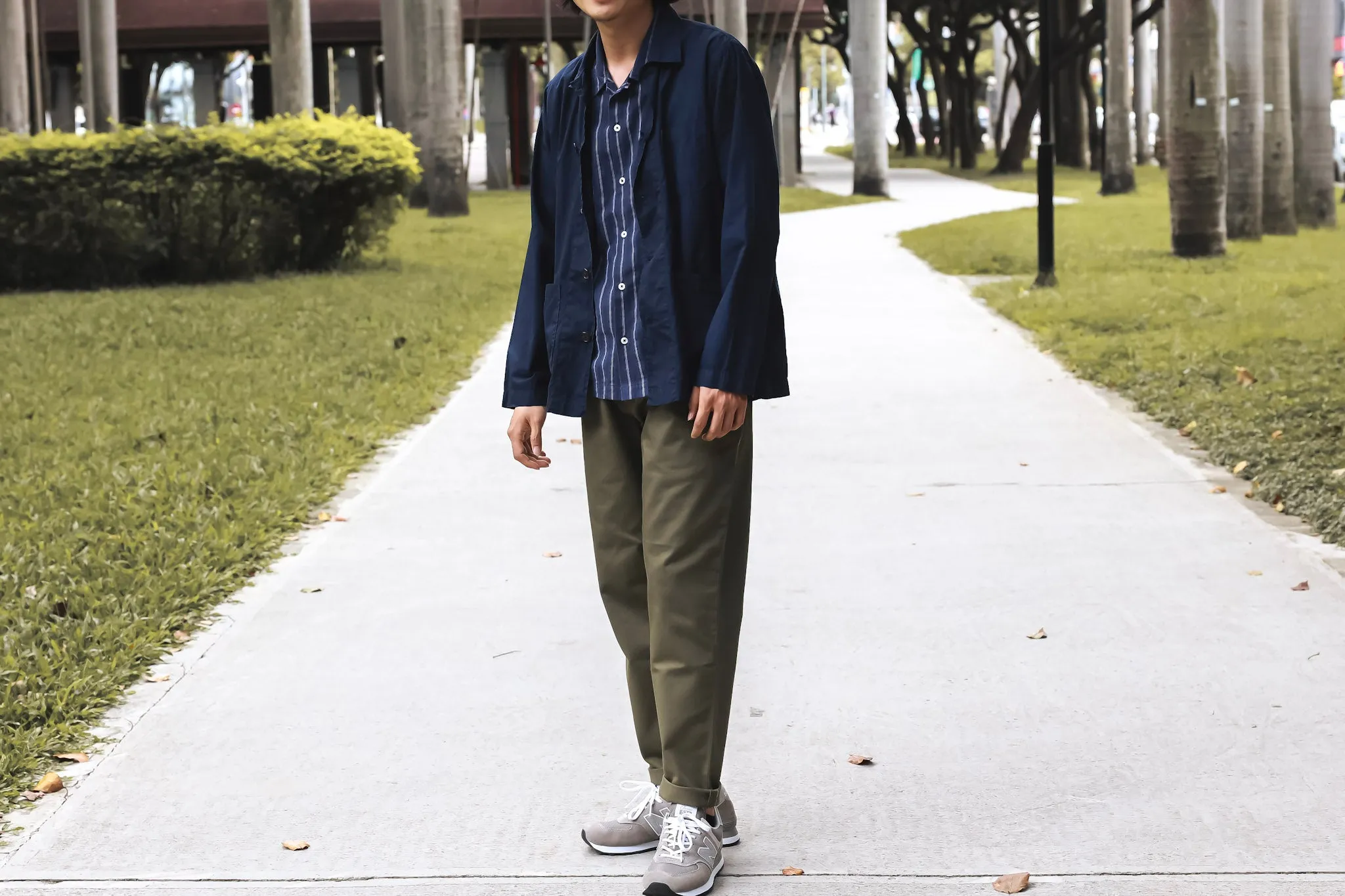 【Universal Works】Bakers Overshirt In Navy Organic Fine Poplin／成衣染 海軍藍 烘焙師襯衫外套