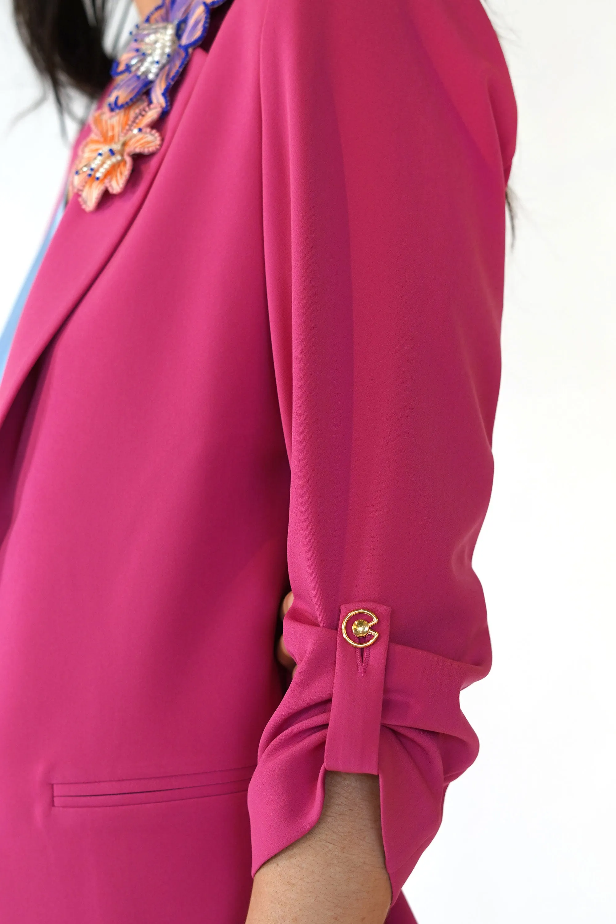 Unlined Fuschia Blazer Jacket