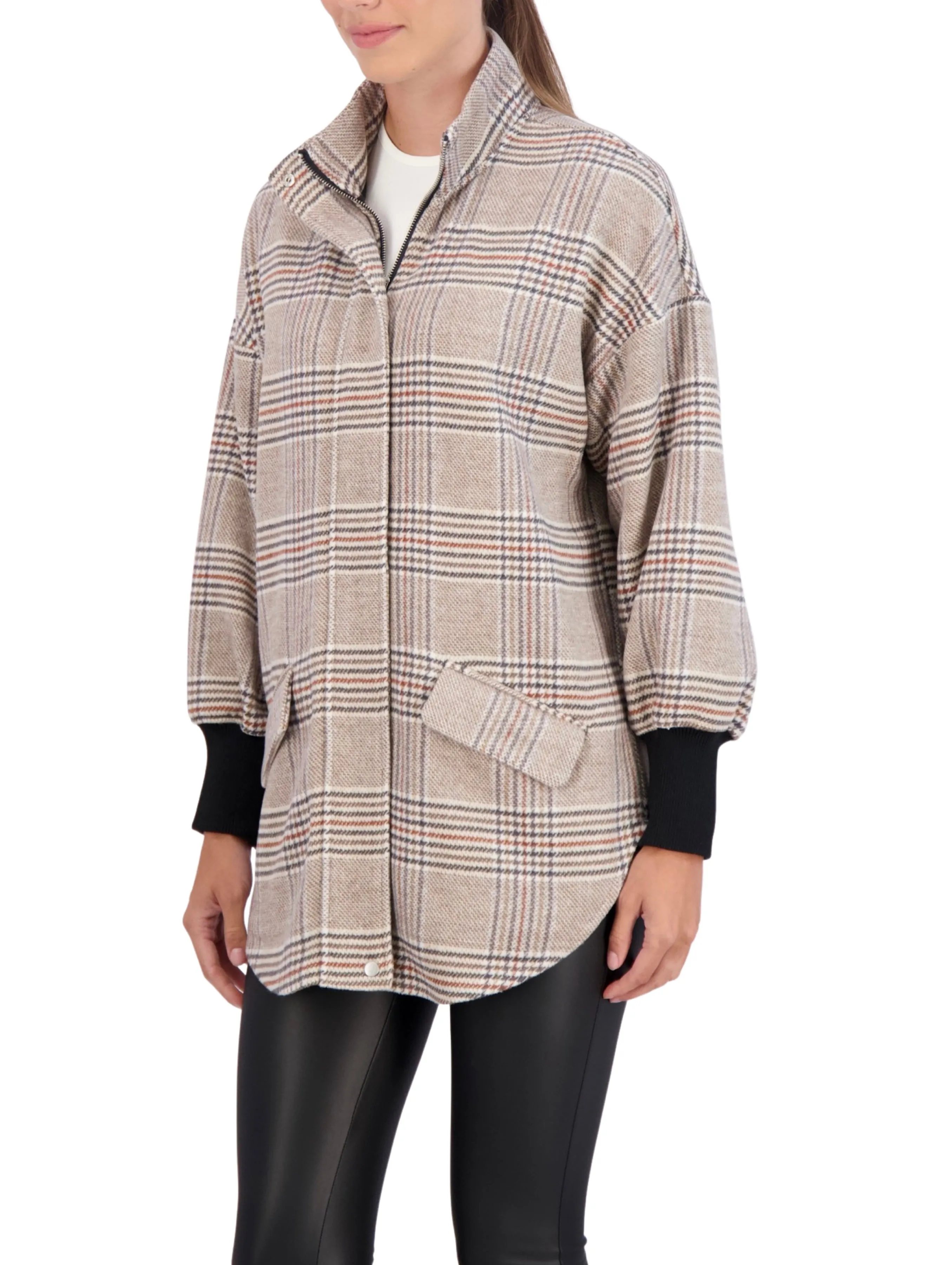 Unlined Vegan Cashmere Zip Jacket with Knit Cuffs