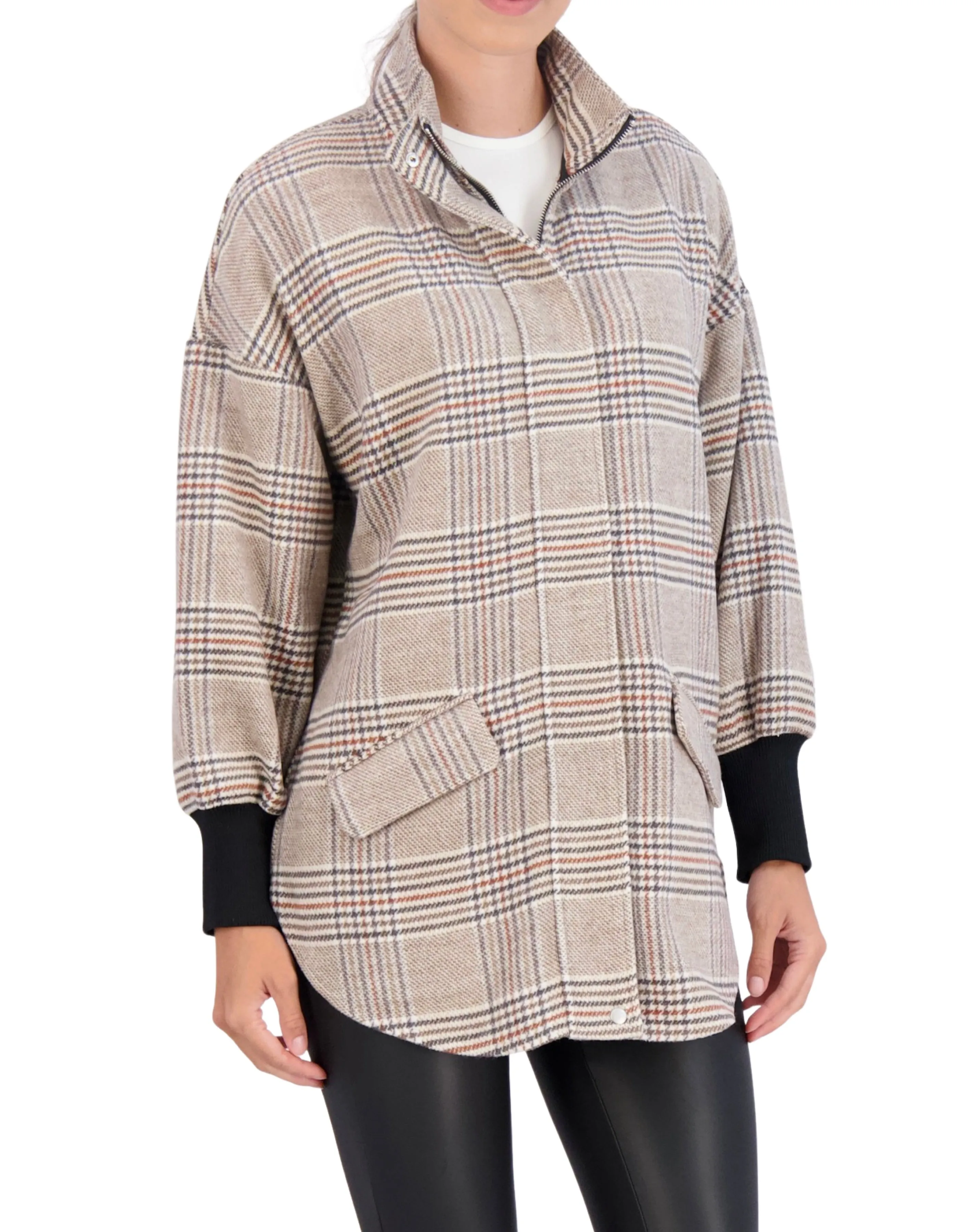 Unlined Vegan Cashmere Zip Jacket with Knit Cuffs