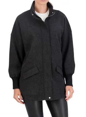 Unlined Vegan Cashmere Zip Jacket with Knit Cuffs