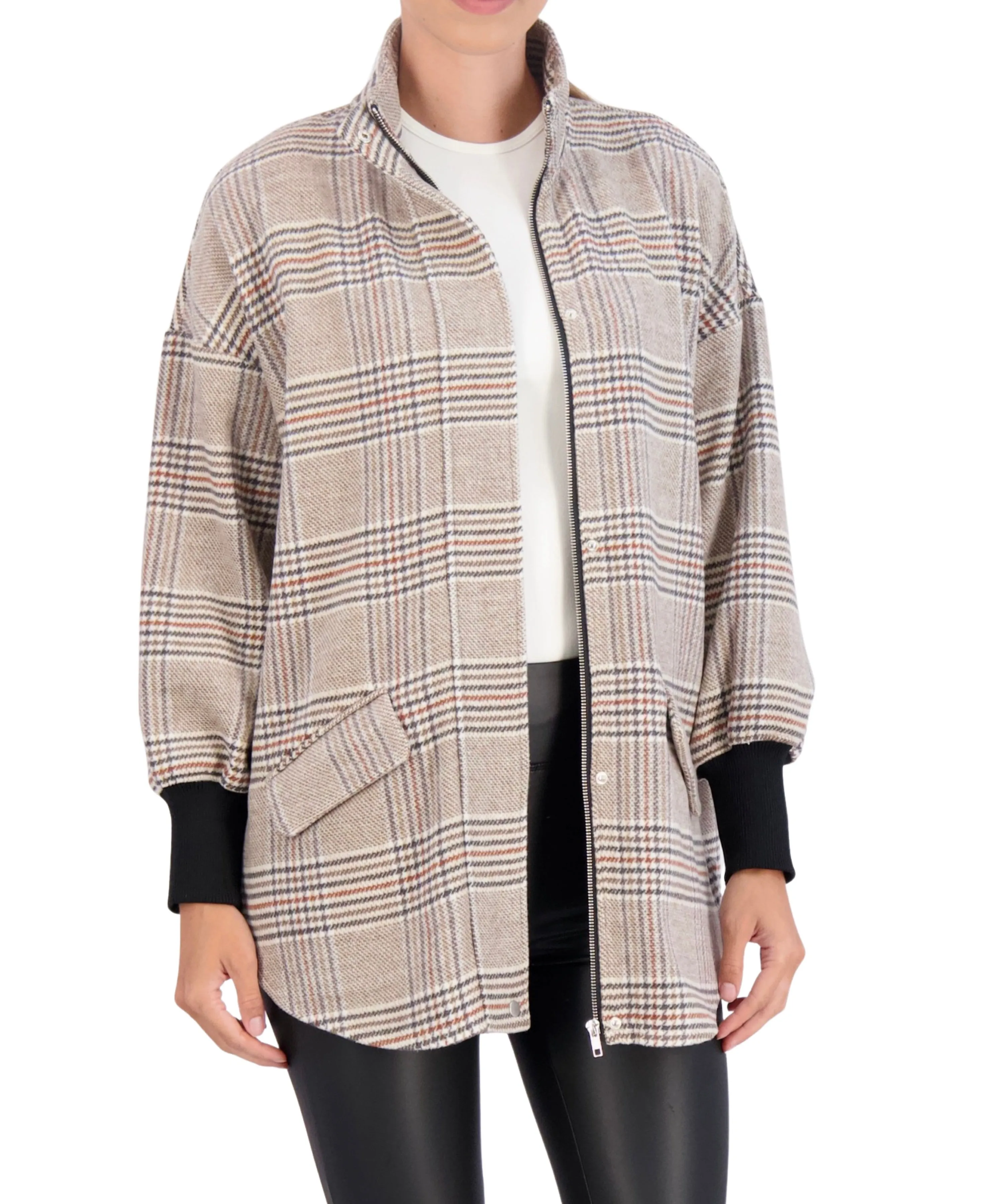 Unlined Vegan Cashmere Zip Jacket with Knit Cuffs