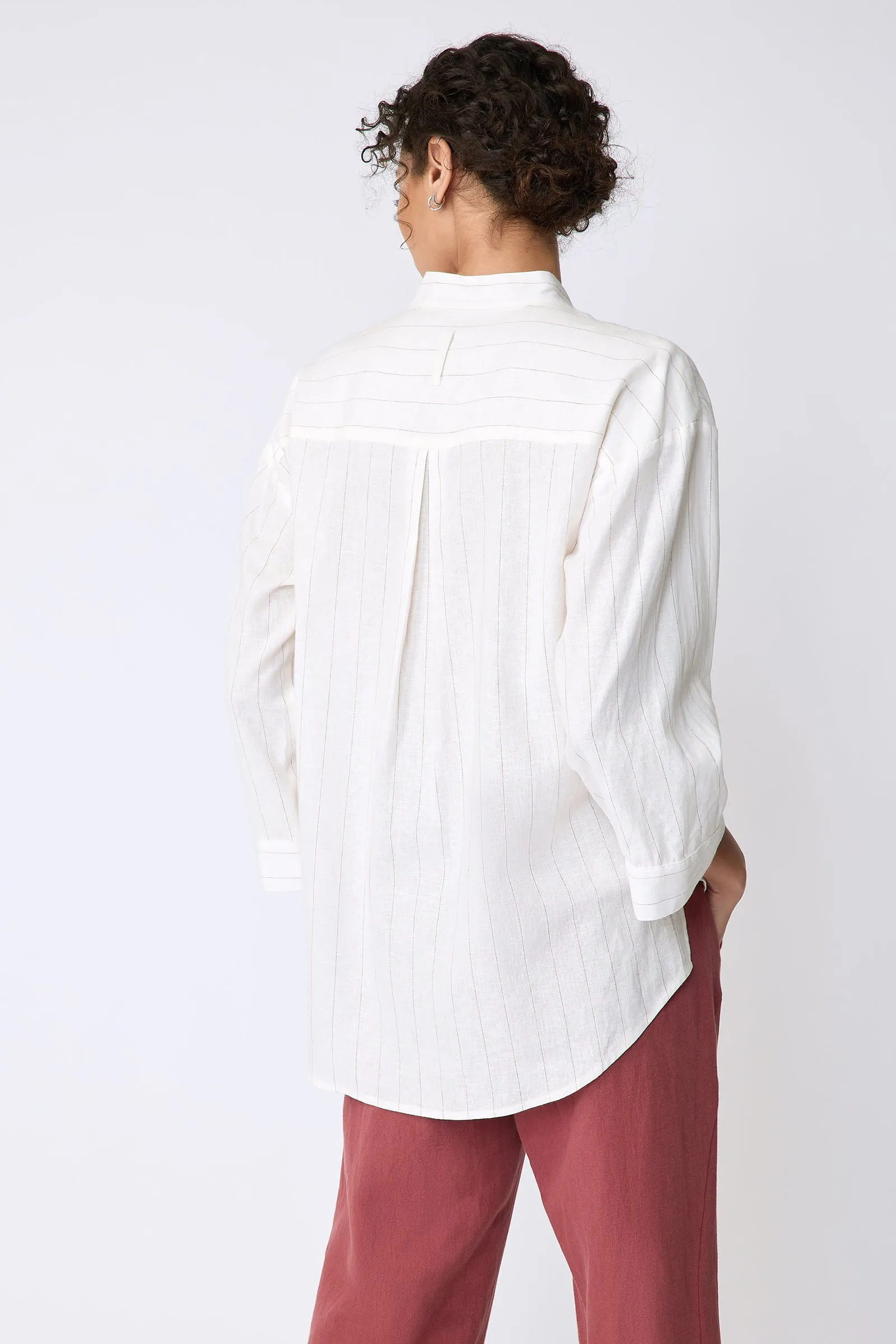 Valerie Shirt - White & Rust Pinstripe