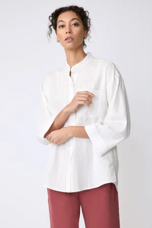 Valerie Shirt - White & Rust Pinstripe
