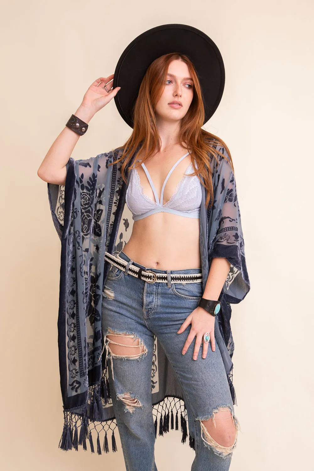 Velvet Mesh Tapestry Kimonos.