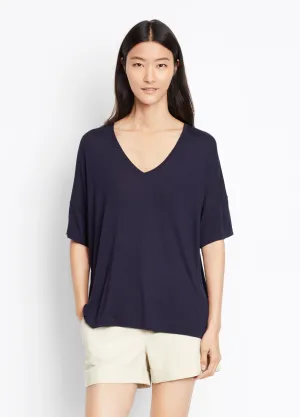 Vince Drop Shoulder V-Neck Tee, Coastal Blue
