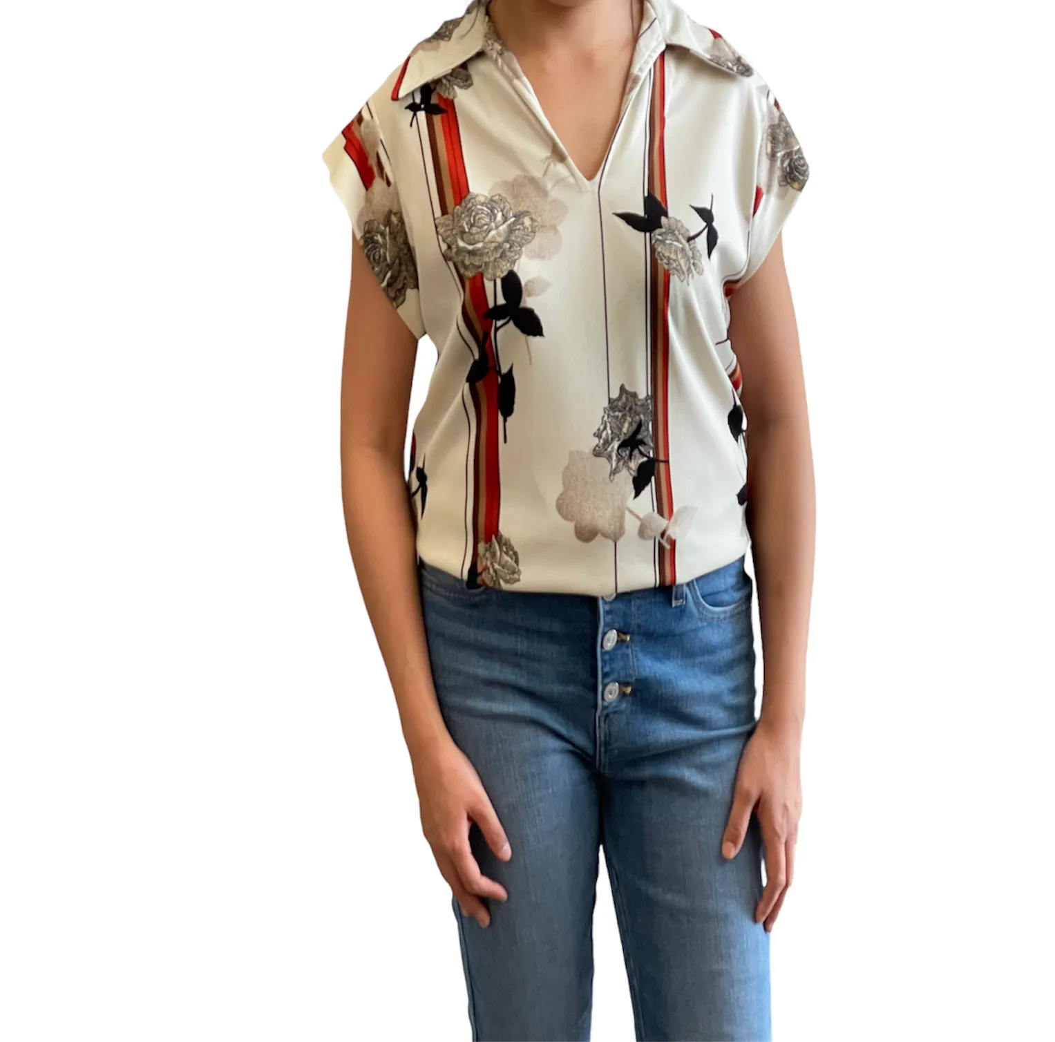 Vintage 70s Boho Cool Crease-Free Cap Sleeve Top