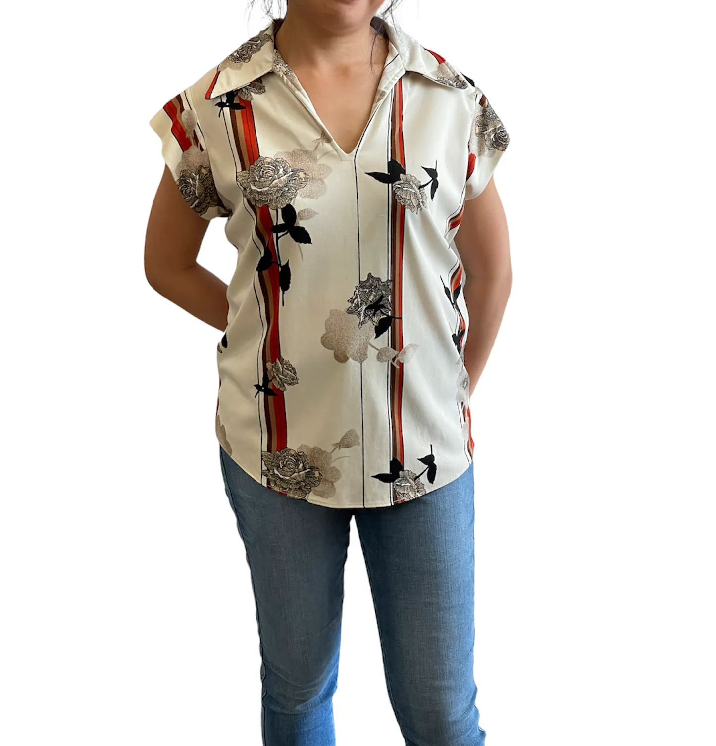 Vintage 70s Boho Cool Crease-Free Cap Sleeve Top
