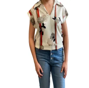 Vintage 70s Boho Cool Crease-Free Cap Sleeve Top