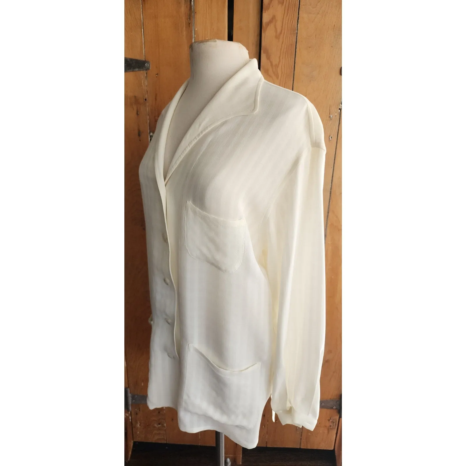 Vintage 90s Armani Le Collezioni Jacket Cream Stripe