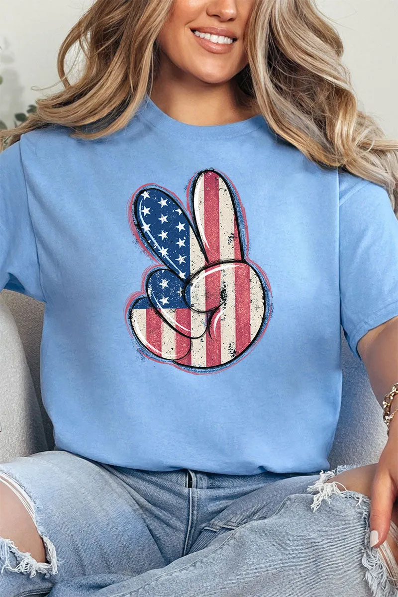 Vintage American Peace Sign Short Sleeve Relaxed Fit T-Shirt