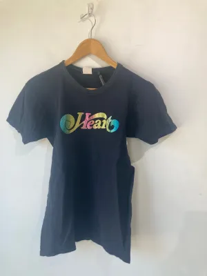 Vintage Heart Black Tee Glitter Logo 70's