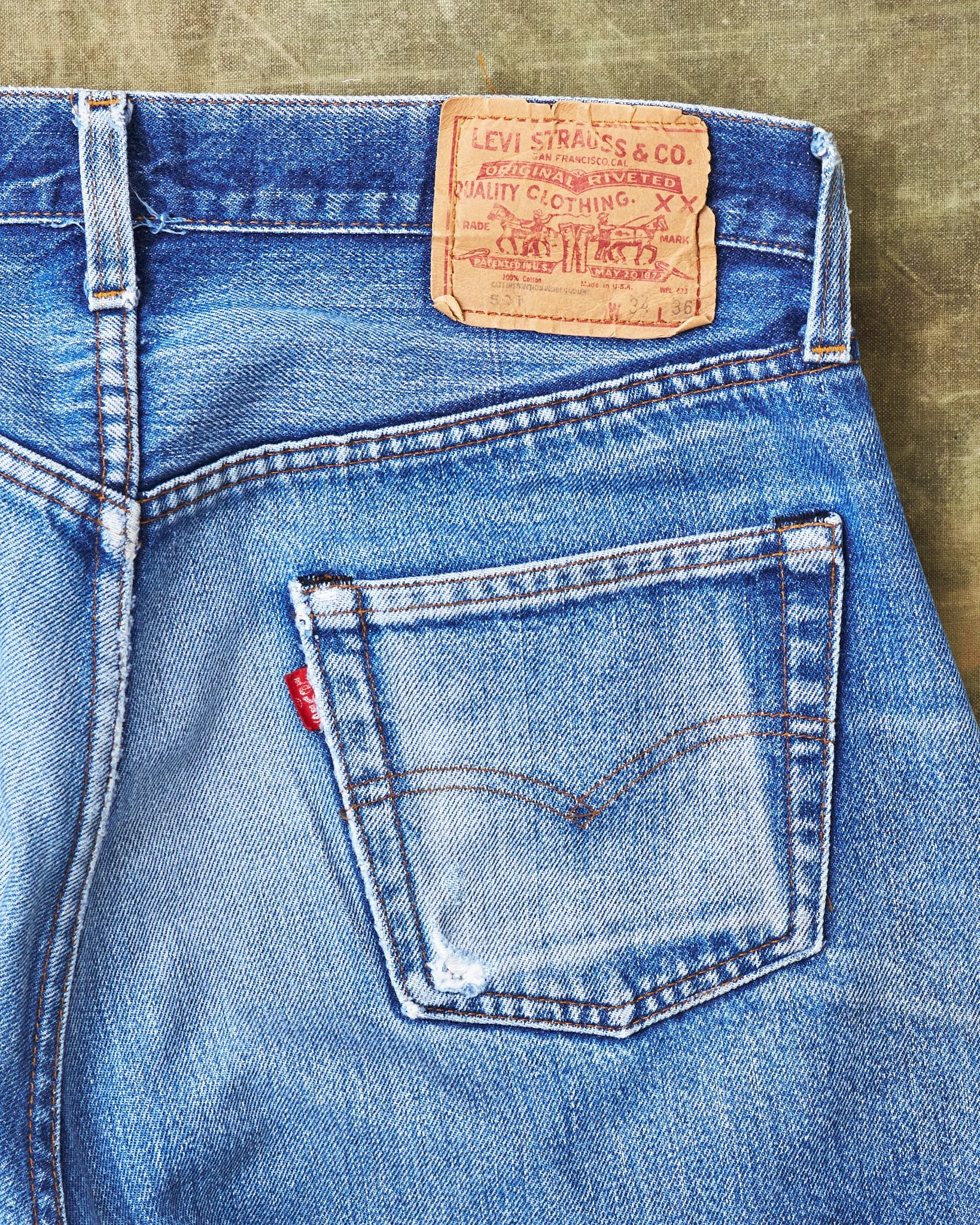 Vintage Original Late 1970's / Early 1980's Levi's 501 Red Line Selvedge Jeans W 34