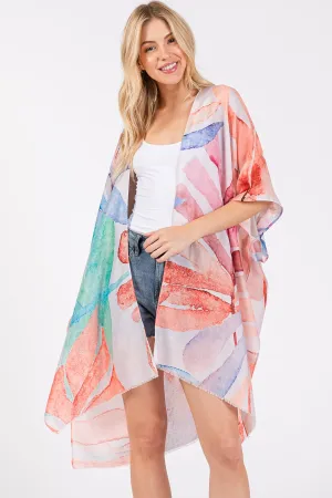 WATERCOLOR LEAVES PRINT KIMONO
