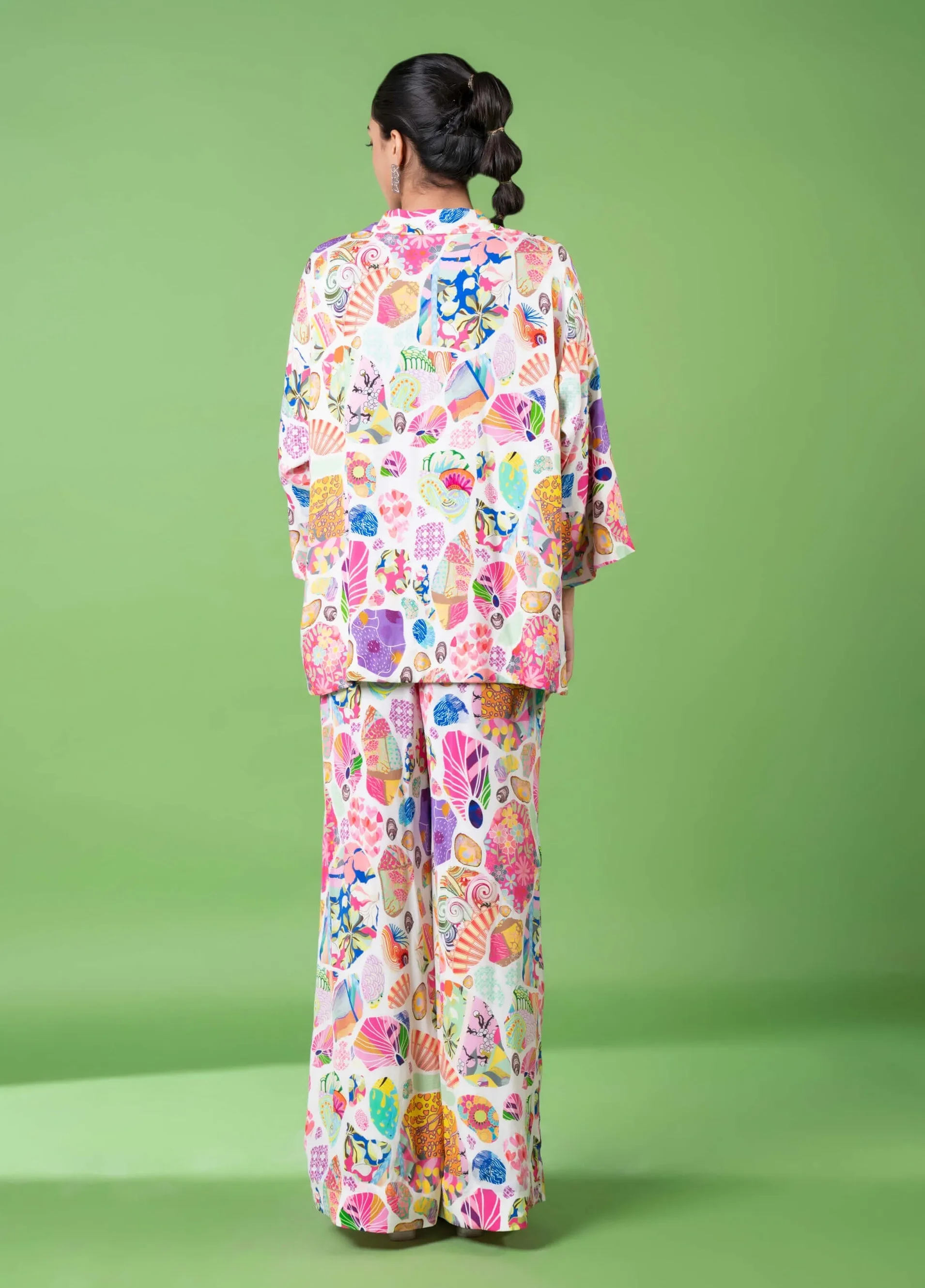 White block printed shirt and pants