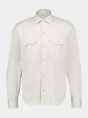White Cotton Overshirt with Pockets