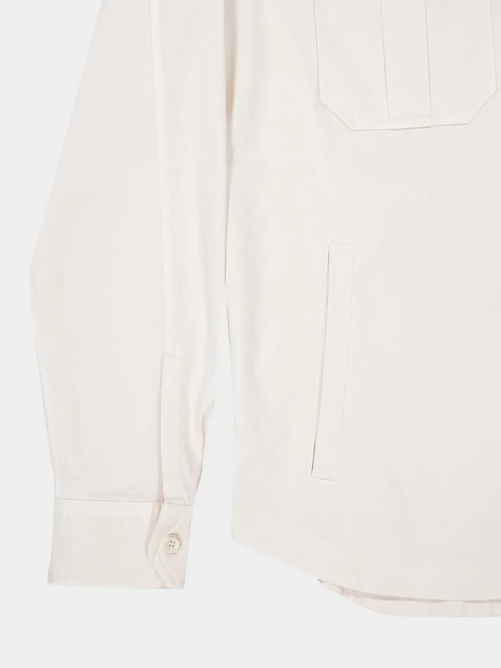 White Cotton Overshirt with Pockets